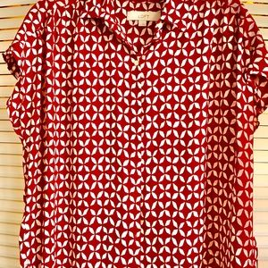 Loft Red & White Blouse